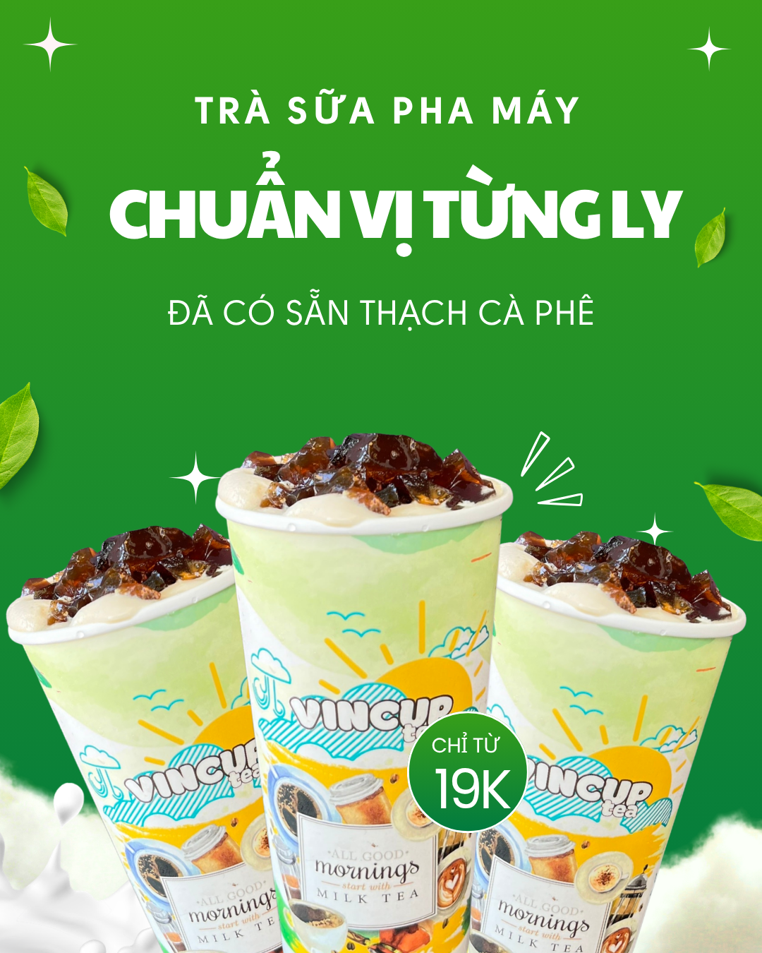 Green Orange and Cream Modern Bubble Tea Instagram Post